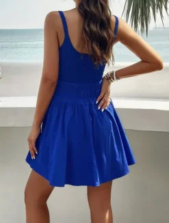 Women's Mini Dress White Dress Graduation Dress Casual Dress Summer Dress Fashion Classic Modern Daily Beach Weekend Regular Fit Plain Sleeveless Spaghetti Strap White Royal Blue Green Summer Women White Dresses