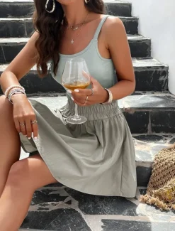 Women's Mini Dress White Dress Graduation Dress Casual Dress Summer Dress Fashion Classic Modern Daily Beach Weekend Regular Fit Plain Sleeveless Spaghetti Strap White Royal Blue Green Summer Women White Dresses