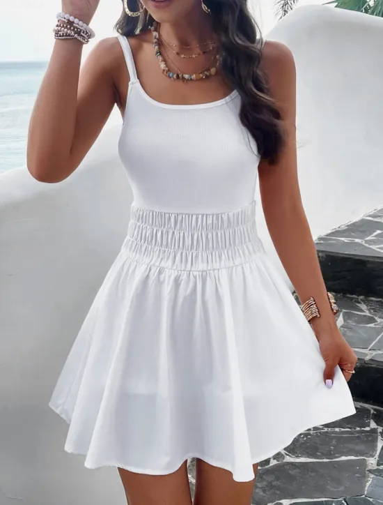 Women's Mini Dress White Dress Graduation Dress Casual Dress Summer Dress Fashion Classic Modern Daily Beach Weekend Regular Fit Plain Sleeveless Spaghetti Strap White Royal Blue Green Summer Women White Dresses