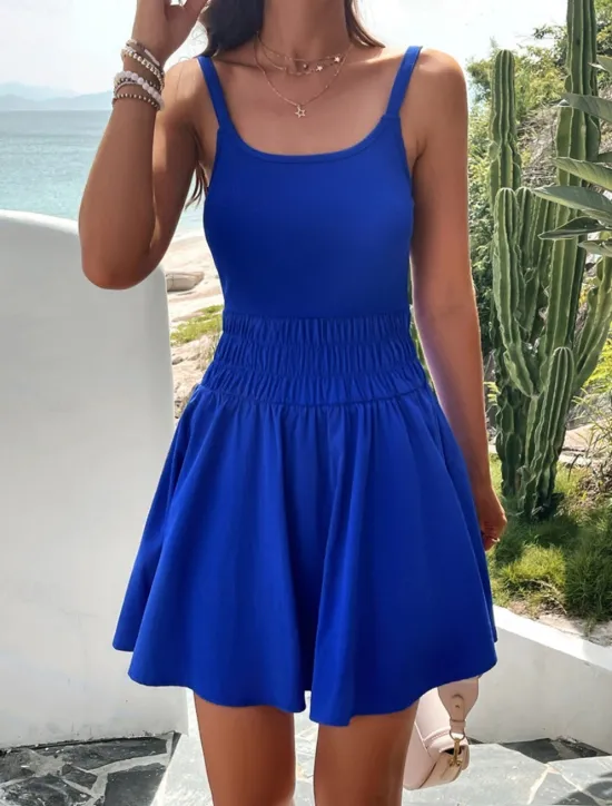Women's Mini Dress White Dress Graduation Dress Casual Dress Summer Dress Fashion Classic Modern Daily Beach Weekend Regular Fit Plain Sleeveless Spaghetti Strap White Royal Blue Green Summer Women White Dresses