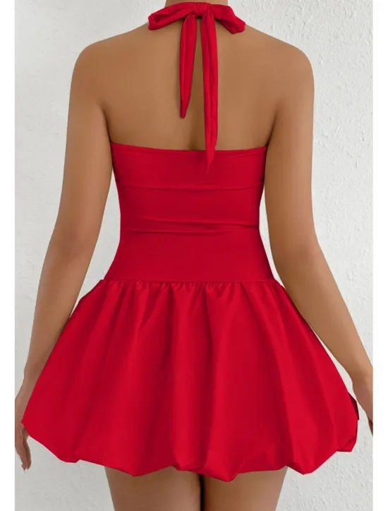 Women's Mini Dress White Dress Graduation Dress Halter Neck Dress Fashion Modern Graduation Date Tea Party Regular Fit Plain Sleeveless Halter Neck Light Pink Black White Red Summer Women White Dresses