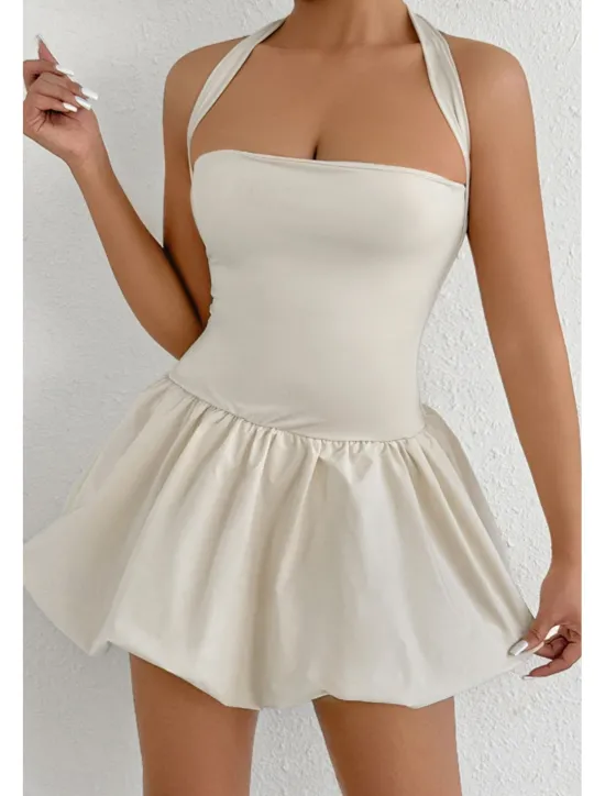 Women's Mini Dress White Dress Graduation Dress Halter Neck Dress Fashion Modern Graduation Date Tea Party Regular Fit Plain Sleeveless Halter Neck Light Pink Black White Red Summer Women White Dresses
