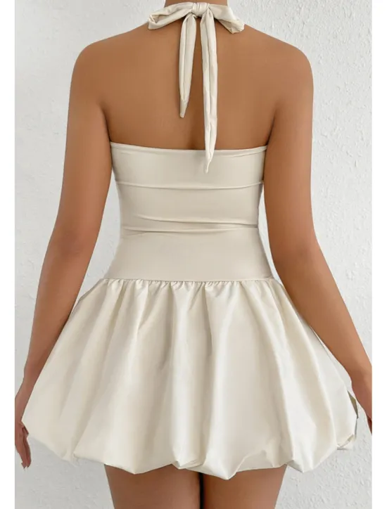 Women's Mini Dress White Dress Graduation Dress Halter Neck Dress Fashion Modern Graduation Date Tea Party Regular Fit Plain Sleeveless Halter Neck Light Pink Black White Red Summer Women White Dresses