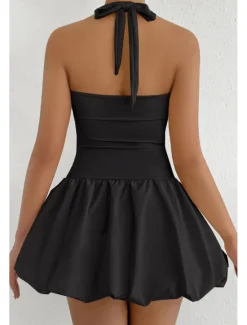 Women's Mini Dress White Dress Graduation Dress Halter Neck Dress Fashion Modern Graduation Date Tea Party Regular Fit Plain Sleeveless Halter Neck Light Pink Black White Red Summer Women White Dresses