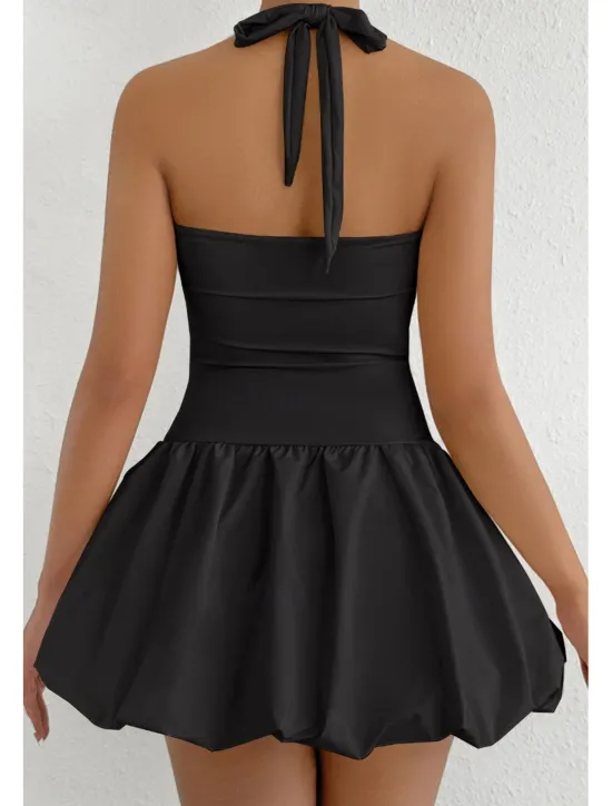 Women's Mini Dress White Dress Graduation Dress Halter Neck Dress Fashion Modern Graduation Date Tea Party Regular Fit Plain Sleeveless Halter Neck Light Pink Black White Red Summer Women White Dresses