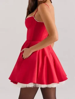 Clearance Women's Mini Dress White Dress Graduation Dress Party Dress Fashion Party Birthday Date Regular Fit Plain Sleeveless Spaghetti Strap Black White Pink Red Summer Women White Dresses