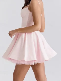Clearance Women's Mini Dress White Dress Graduation Dress Party Dress Fashion Party Birthday Date Regular Fit Plain Sleeveless Spaghetti Strap Black White Pink Red Summer Women White Dresses