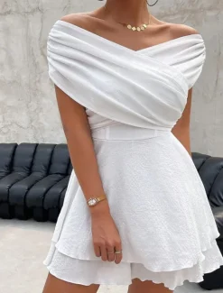 Hot Women's Mini Dress Dress Casual Dress Summer Dress Fashion Classic Modern Outdoor Vacation Holiday Regular Fit Plain Sleeveless V Neck Summer Women White Dresses