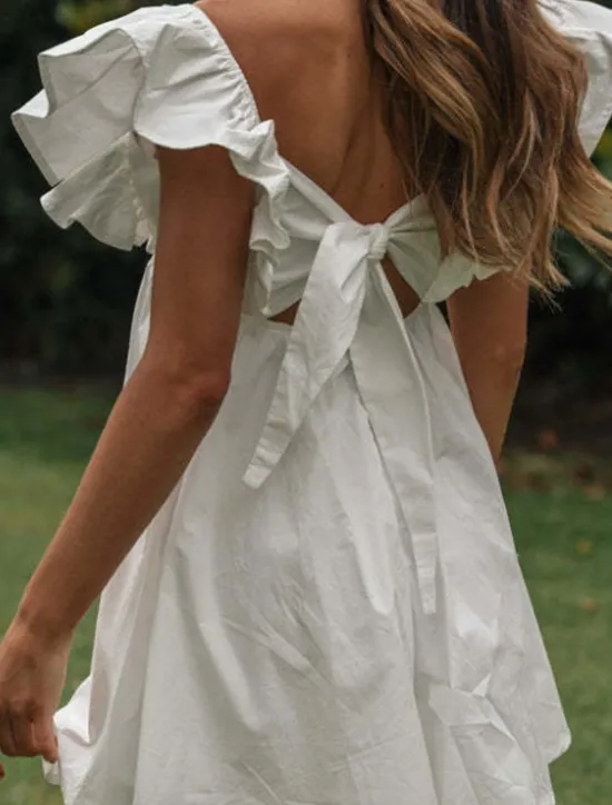 Sale Women's Mini Dress Dress Casual Dress Fashion Modern Vacation Holiday Going out Regular Fit Plain Short Sleeve V Neck Summer Women White Dresses