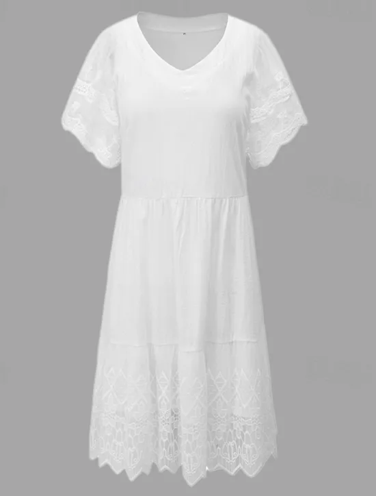 Best Women's Mini Dress Dress Lace Dress Casual Dress A Line Dress Maxi A Line Street Holiday Date Regular Fit Short Sleeve V Neck Summer Women White Dresses