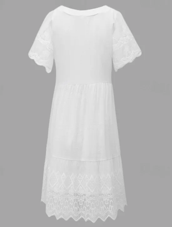 Best Women's Mini Dress Dress Lace Dress Casual Dress A Line Dress Maxi A Line Street Holiday Date Regular Fit Short Sleeve V Neck Summer Women White Dresses