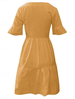 Best Women's Mini Dress White Dress Casual Dress Ruffle Dress Puff Sleeve Dress Basic Casual Vacation Daily Regular Fit Plain Sleeveless V Neck White Yellow Blue Summer Women White Dresses