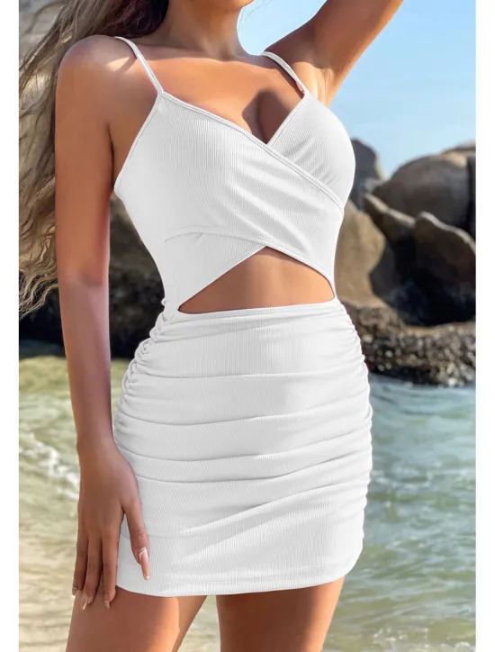 Best Women's Mini Dress White Dress Graduation Dress Slip Dress Fashion Outdoor Birthday Graduation Regular Fit Plain Sleeveless Spaghetti Strap Black White Pink Royal Blue Summer Women White Dresses