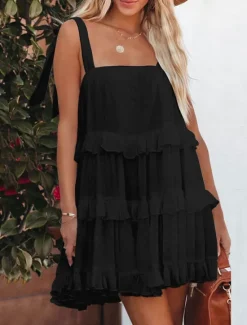 Best Women's Mini Dress White Dress Graduation Dress Casual Dress Summer Dress Streetwear Vacation Street Holiday Loose Fit Sleeveless Strap Black White Summer Women White Dresses