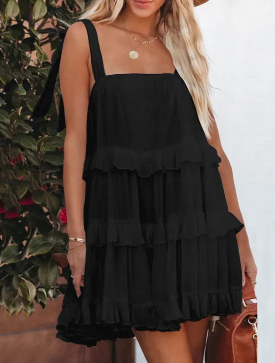 Best Women's Mini Dress White Dress Graduation Dress Casual Dress Summer Dress Streetwear Vacation Street Holiday Loose Fit Sleeveless Strap Black White Summer Women White Dresses