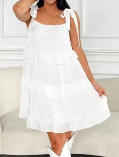 Best Women's Mini Dress White Dress Graduation Dress Casual Dress Summer Dress Streetwear Vacation Street Holiday Loose Fit Sleeveless Strap Black White Summer Women White Dresses
