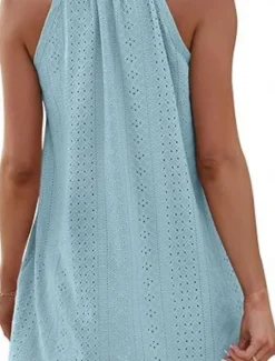 Best Women's Mini Dress White Dress Casual Dress Tank Dress Basic Casual Vacation Daily Regular Fit Plain Sleeveless Halter Neck Black White Pink Sky Blue Summer Women White Dresses