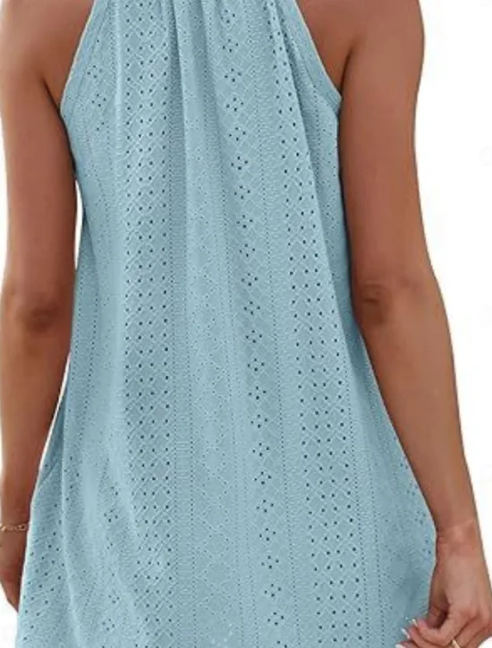 Best Women's Mini Dress White Dress Casual Dress Tank Dress Basic Casual Vacation Daily Regular Fit Plain Sleeveless Halter Neck Black White Pink Sky Blue Summer Women White Dresses