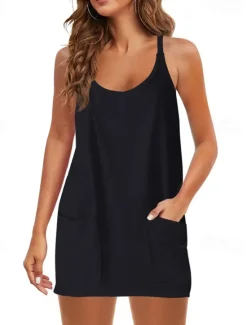 Hot Women's Mini Dress White Dress Graduation Dress Casual Dress Slip Dress Stylish Casual Vacation Daily Date Regular Fit Plain Sleeveless Crew Neck Black White Army Green Summer Spring Women White Dresses