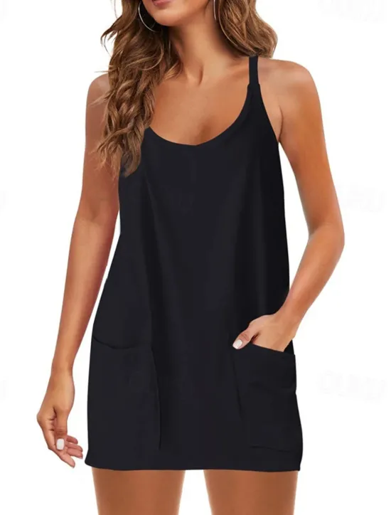 Hot Women's Mini Dress White Dress Graduation Dress Casual Dress Slip Dress Stylish Casual Vacation Daily Date Regular Fit Plain Sleeveless Crew Neck Black White Army Green Summer Spring Women White Dresses
