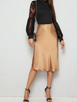Online Women's Normal Bodysuit Elegant Solid Color Long Sleeve Lantern Sleeve Stand Collar Lace High Waist Work Street Regular Fit Fall Women Bodysuits