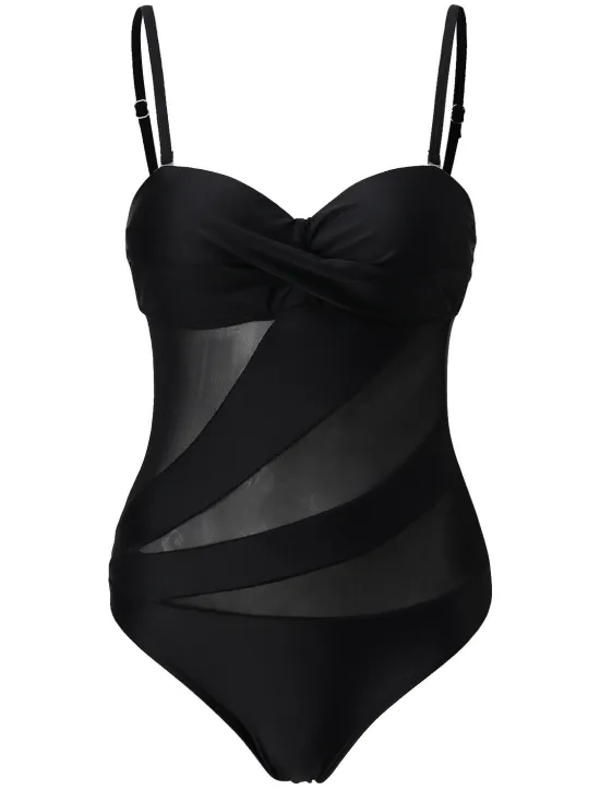 Best Women's Normal Bodysuit Vacation Solid Color Sleeveless Strap Mesh Tummy Control Party Daily Regular Fit Black Wine Navy Blue Summer Women Bodysuits