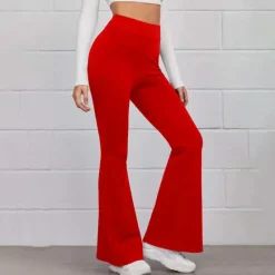 Best Women's Normal Bootcut Flare Flared Pants Fashion Full Length High Waist Plain Wide Leg Comfort Micro-elastic Casual Weekend Black Yellow Red Blue Summer Spring & Fall Regular Fit Women Pants