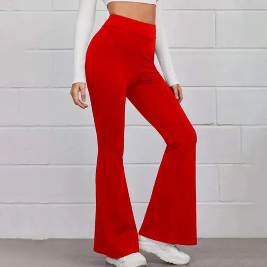 Best Women's Normal Bootcut Flare Flared Pants Fashion Full Length High Waist Plain Wide Leg Comfort Micro-elastic Casual Weekend Black Yellow Red Blue Summer Spring & Fall Regular Fit Women Pants