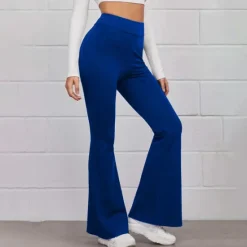 Best Women's Normal Bootcut Flare Flared Pants Fashion Full Length High Waist Plain Wide Leg Comfort Micro-elastic Casual Weekend Black Yellow Red Blue Summer Spring & Fall Regular Fit Women Pants
