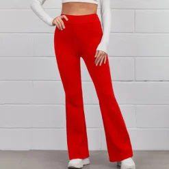 Best Women's Normal Bootcut Flare Flared Pants Fashion Full Length High Waist Plain Wide Leg Comfort Micro-elastic Casual Weekend Black Yellow Red Blue Summer Spring & Fall Regular Fit Women Pants