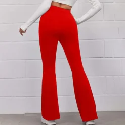 Best Women's Normal Bootcut Flare Flared Pants Fashion Full Length High Waist Plain Wide Leg Comfort Micro-elastic Casual Weekend Black Yellow Red Blue Summer Spring & Fall Regular Fit Women Pants