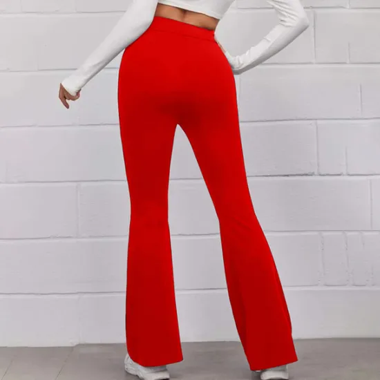 Best Women's Normal Bootcut Flare Flared Pants Fashion Full Length High Waist Plain Wide Leg Comfort Micro-elastic Casual Weekend Black Yellow Red Blue Summer Spring & Fall Regular Fit Women Pants