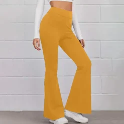 Best Women's Normal Bootcut Flare Flared Pants Fashion Full Length High Waist Plain Wide Leg Comfort Micro-elastic Casual Weekend Black Yellow Red Blue Summer Spring & Fall Regular Fit Women Pants