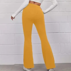 Best Women's Normal Bootcut Flare Flared Pants Fashion Full Length High Waist Plain Wide Leg Comfort Micro-elastic Casual Weekend Black Yellow Red Blue Summer Spring & Fall Regular Fit Women Pants