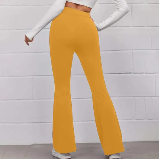 Best Women's Normal Bootcut Flare Flared Pants Fashion Full Length High Waist Plain Wide Leg Comfort Micro-elastic Casual Weekend Black Yellow Red Blue Summer Spring & Fall Regular Fit Women Pants