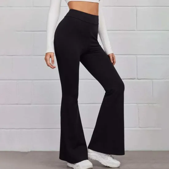 Best Women's Normal Bootcut Flare Flared Pants Fashion Full Length High Waist Plain Wide Leg Comfort Micro-elastic Casual Weekend Black Yellow Red Blue Summer Spring & Fall Regular Fit Women Pants