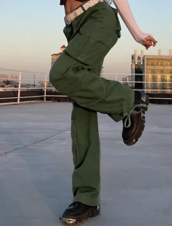 New Women's Normal Cargo Pants Pants Trousers Baggy Pants Fashion Casual Lounge Full Length Mid Waist Plain Maillard Baggy Comfort Micro-elastic Office Black Green Khaki Gray Autumn / Fall Regular Fit Women Pants