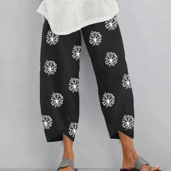 New Women's Normal Cotton Linen Pants Chinos Slacks Basic Casual / Sporty Ankle-Length Mid Waist Graphic Prints Dandelion Pocket Baggy Print Comfort Inelastic Daily Weekend Gray Green Black Red Blue Women Pants