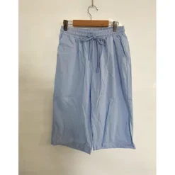 Clearance Women's Normal Cotton Linen Pants Chinos Casual Daily Knee Length Natural Solid Colored Pocket Drawstring Elastic Waist Breathability Comfortable Inelastic Vacation Casual Daily Navy-blue milk white Women Pants
