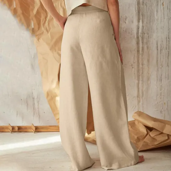 Best Women's Normal Culottes Wide Leg Wide Leg Cotton Linen Pants Fashion Full Length Mid Waist Plain Side Pockets Wide Leg Baggy Comfort Inelastic Casual Weekend Black Green Khaki Summer Spring & Fall Women Pants