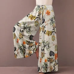 Hot Women's Normal Culottes Wide Leg Wide Leg Pants Trousers Fashion Full Length Mid Waist Flower / Floral Side Pockets Baggy High Cut Comfort Inelastic Casual Weekend Yellow Red Deep Blue Summer Spring Women Pants