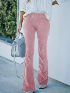 Discount Women's Normal Dress Pants Bootcut Pants Trousers Fashion Full Length Medium Waist Plain Vintage Style Classic Basic Outdoor Micro-elastic Casual Weekend claret Black Pink Green Regular Fit Women Pants