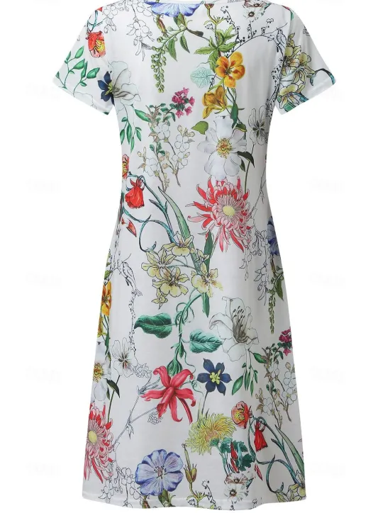 Outlet Women's Normal EU / US Size Midi Dress Long Sleeve Boho Dress Sundress Elegant Dress Elegant Bohemia Tropical Butterfly Sleeve Vacation Home Work Loose Fit Floral Geometric Short Sleeve V Neck Black Women Spring Dresses|Floral Dresses