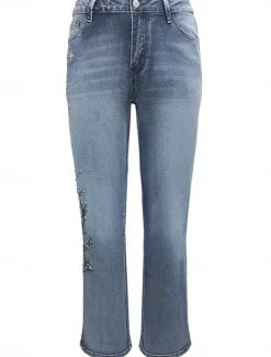 Sale Women's Normal Jeans Stylish Retro Vintage Full Length High Waist Floral Pocket Comfy Breathable Micro-elastic Outdoor Street Spring & Fall Regular Fit Women Pants