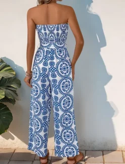 Best Women's Normal Jumpsuit Active Floral Sleeveless Strapless Backless Pocket Vacation Daily Regular Fit Summer Women Jumpsuits