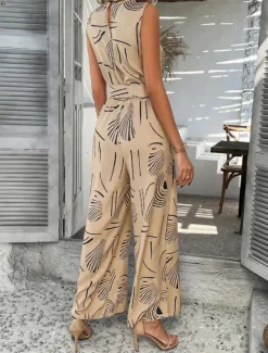 Discount Women's Normal Jumpsuit Active Graphic Sleeveless Wide Leg U Neck High Waist Vacation Daily Regular Fit Black Red Green Summer Women Jumpsuits|Graphic Jumpsuit