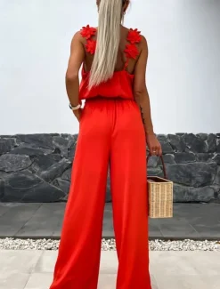 Best Women's Normal Jumpsuit Active Solid Color Sleeveless V Neck Pocket Vacation Daily Regular Fit Black White Red Summer Women Jumpsuits
