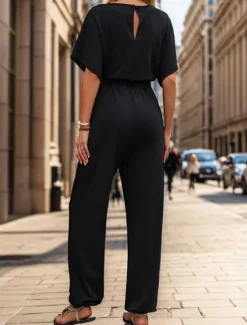 Hot Women's Normal Jumpsuit Active Solid Color Sleeveless V Neck High Waist Vacation Daily Regular Fit Black Wine Blue Summer Women Jumpsuits
