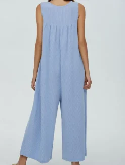 Online Women's Normal Jumpsuit Active Solid Color Sleeveless U Neck Buttons Pocket Vacation Daily Regular Fit Black Navy Blue Blue Summer Women Jumpsuits