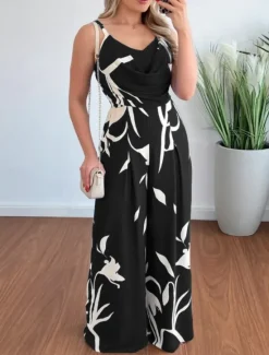 Outlet Women's Normal Jumpsuit Active Graphic Sleeveless V Neck High Waist Backless Vacation Daily Regular Fit Black Pink Blue Summer Women Jumpsuits|Graphic Jumpsuit